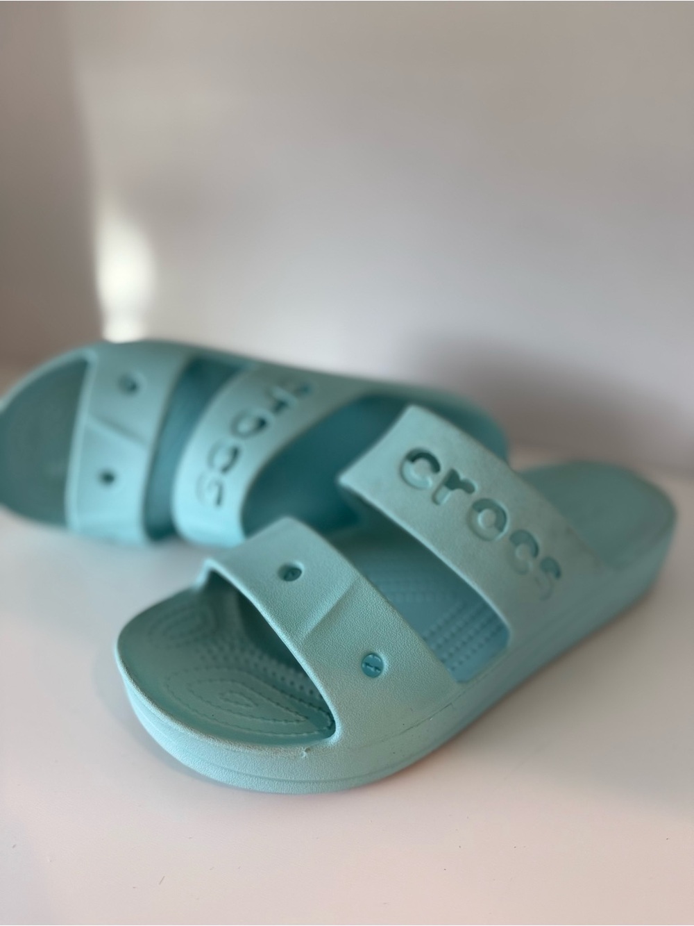 CROCS Women's Double-Strap Slide Sandals - Aqua Blue